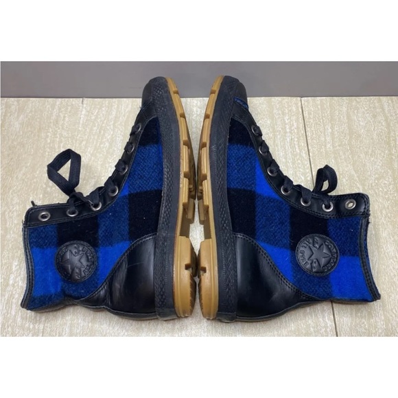 Converse All Star -Men’s Size 10.5-Plaid High Top Woolrich Sneakers -Black/Blue - Picture 9 of 16